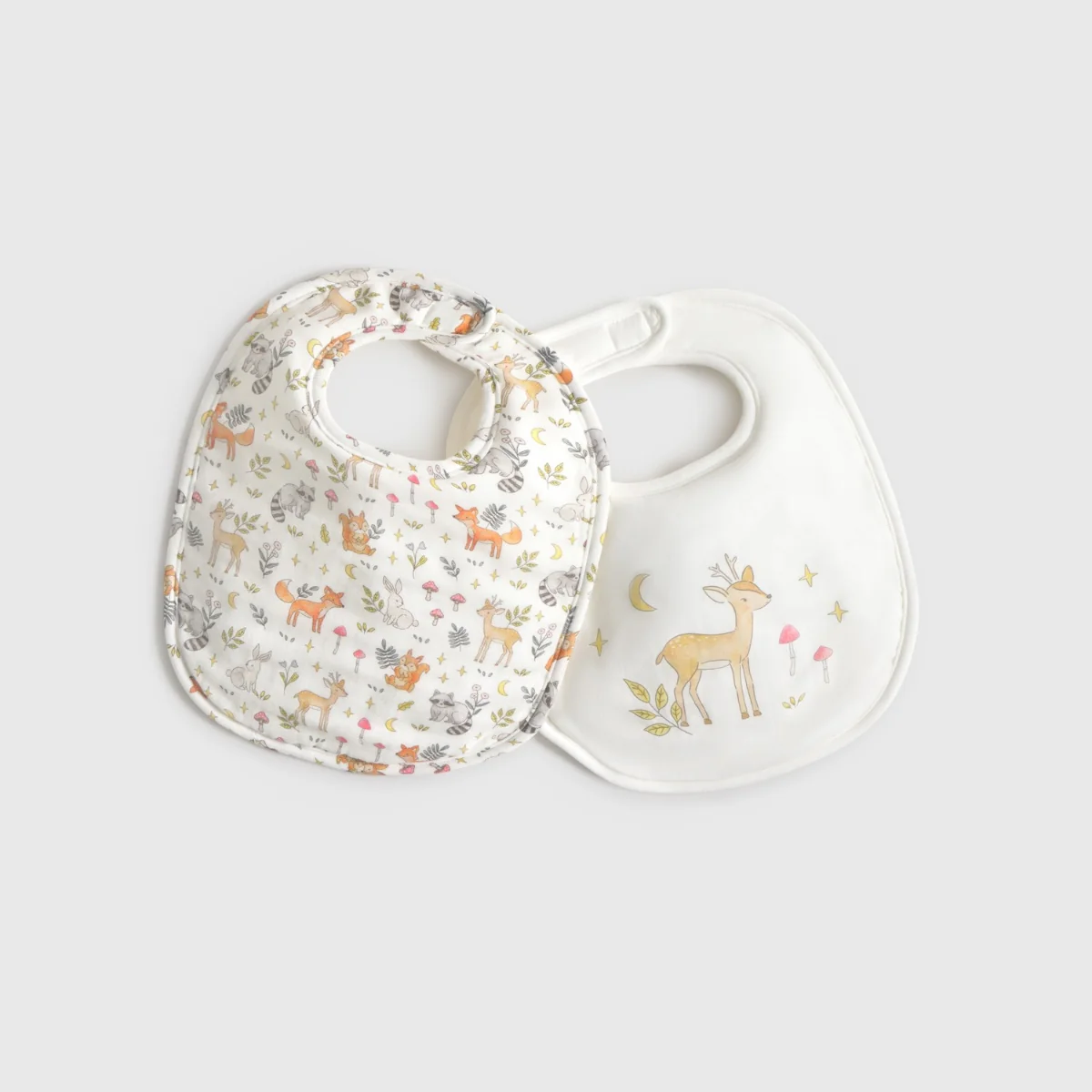 Set 2 baberos algodón gasa animales bosque Busc