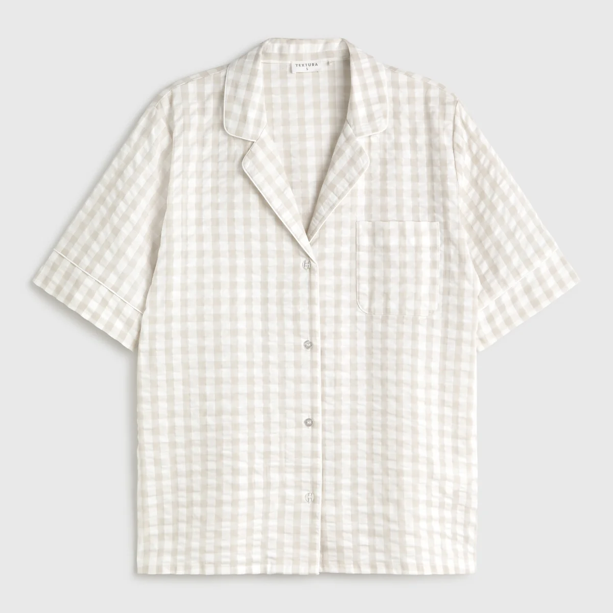 Camisa de algodón seersucker cuadros vichy Nat - Image 4