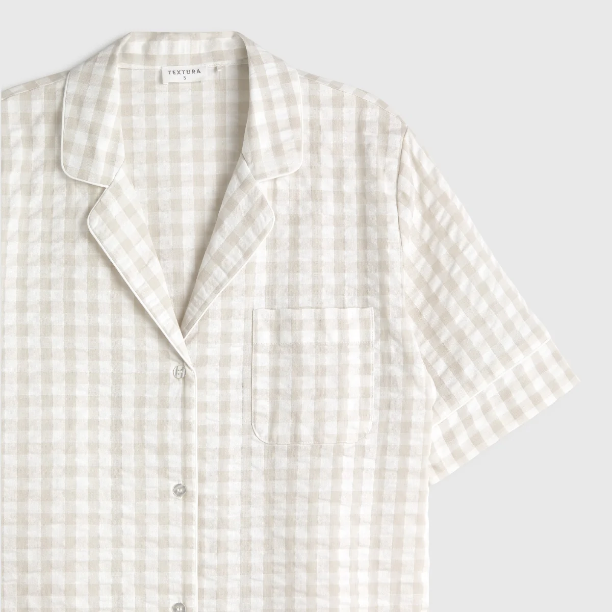 Camisa de algodón seersucker cuadros vichy Nat - Image 6