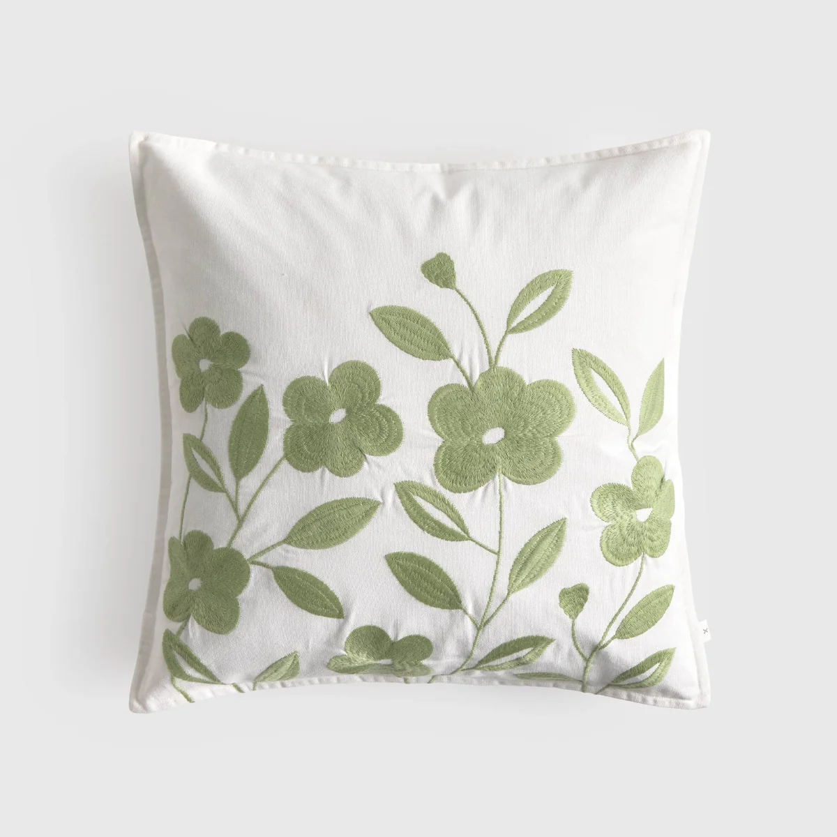 Funda de cojín algodón flores bordadas Folma