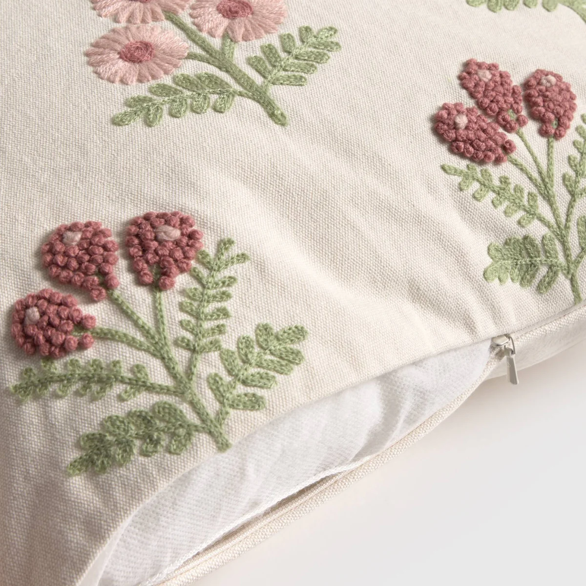 Funda de cojín algodón flores bordadas Grounsax - Image 3