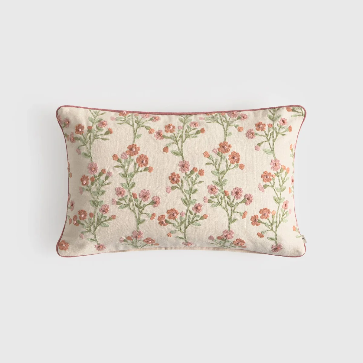 Funda de cojín algodón bordado floral Lalavin