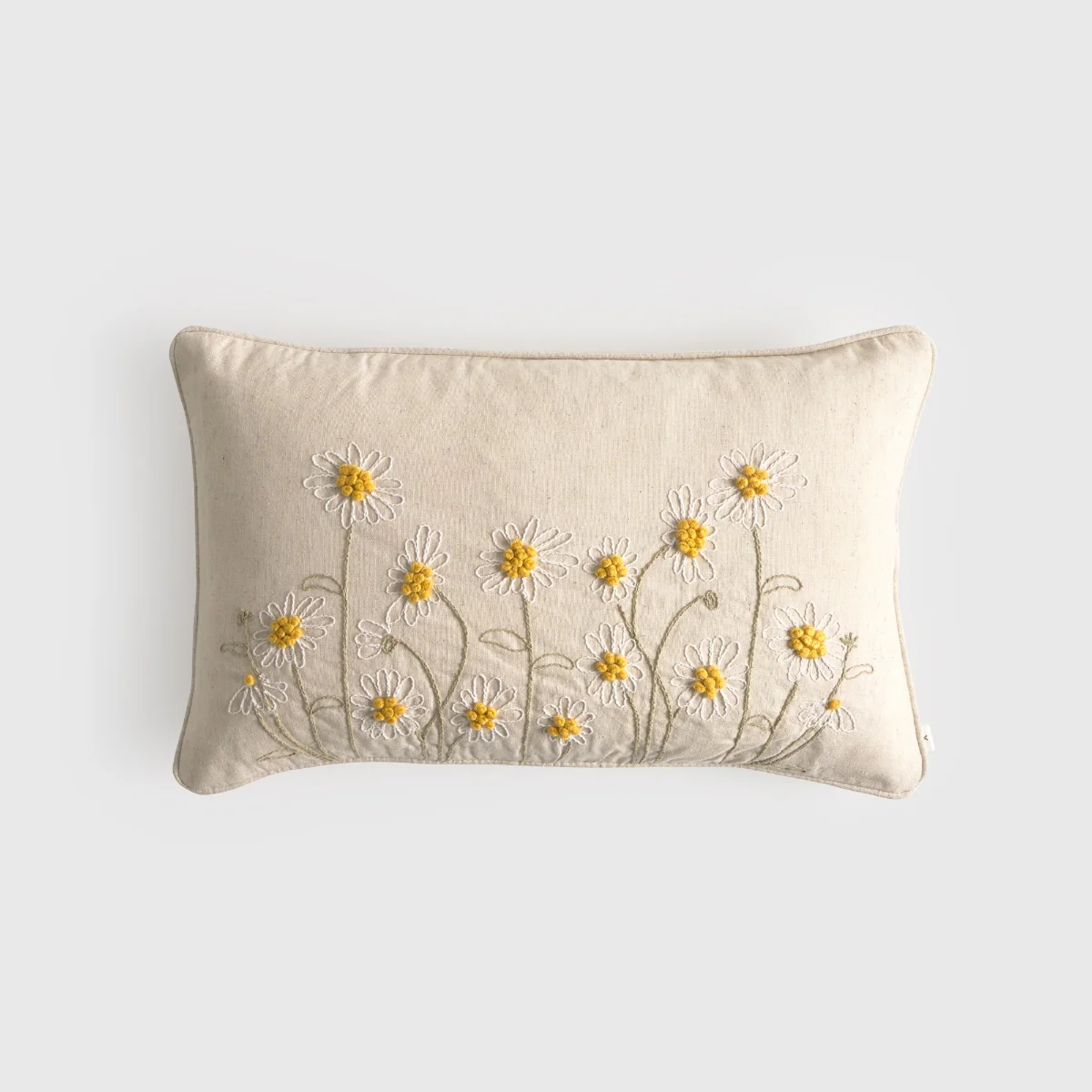 Funda de cojín algodón bordado floral Frida