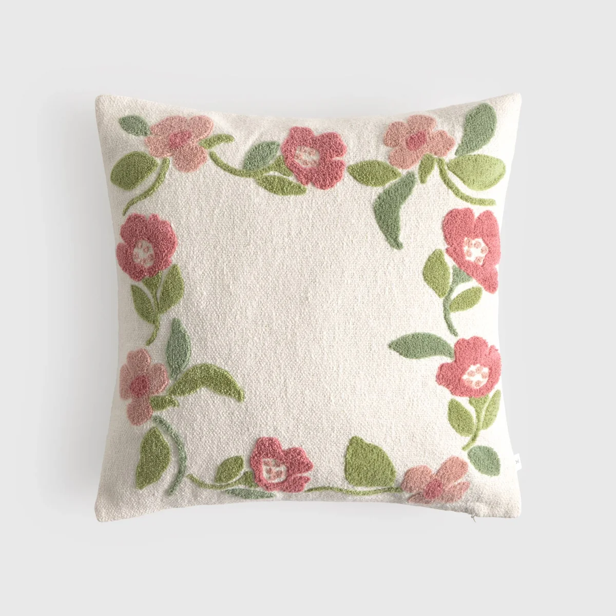 Funda de cojín algodón flores en relieve Lalarondo
