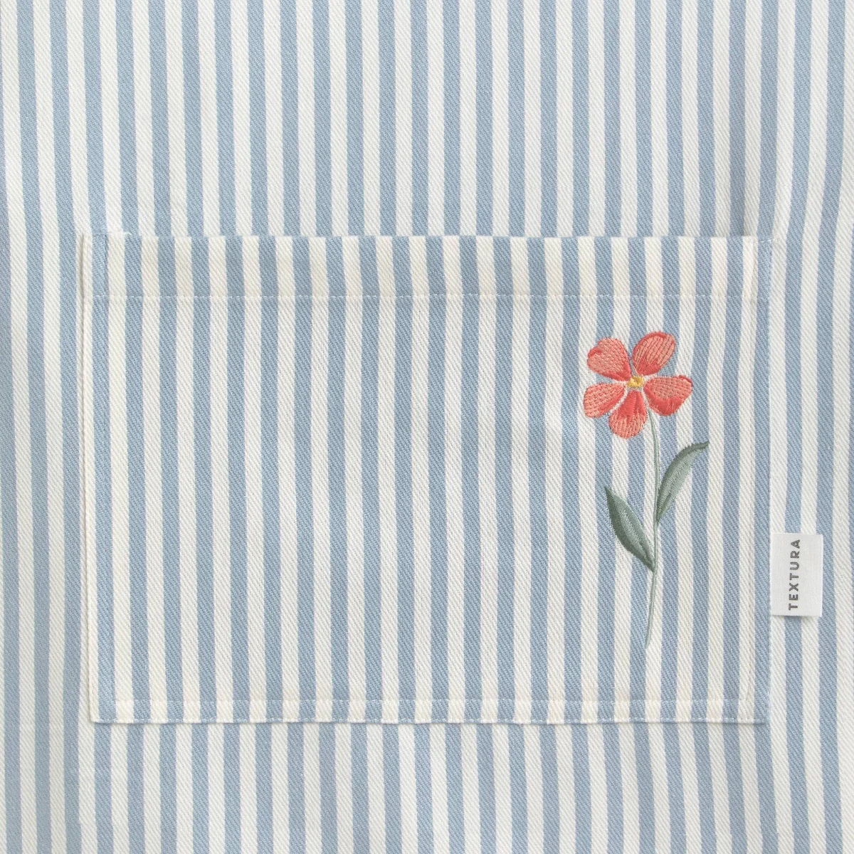 Delantal algodón rayas con flor bordada Abu - Image 4
