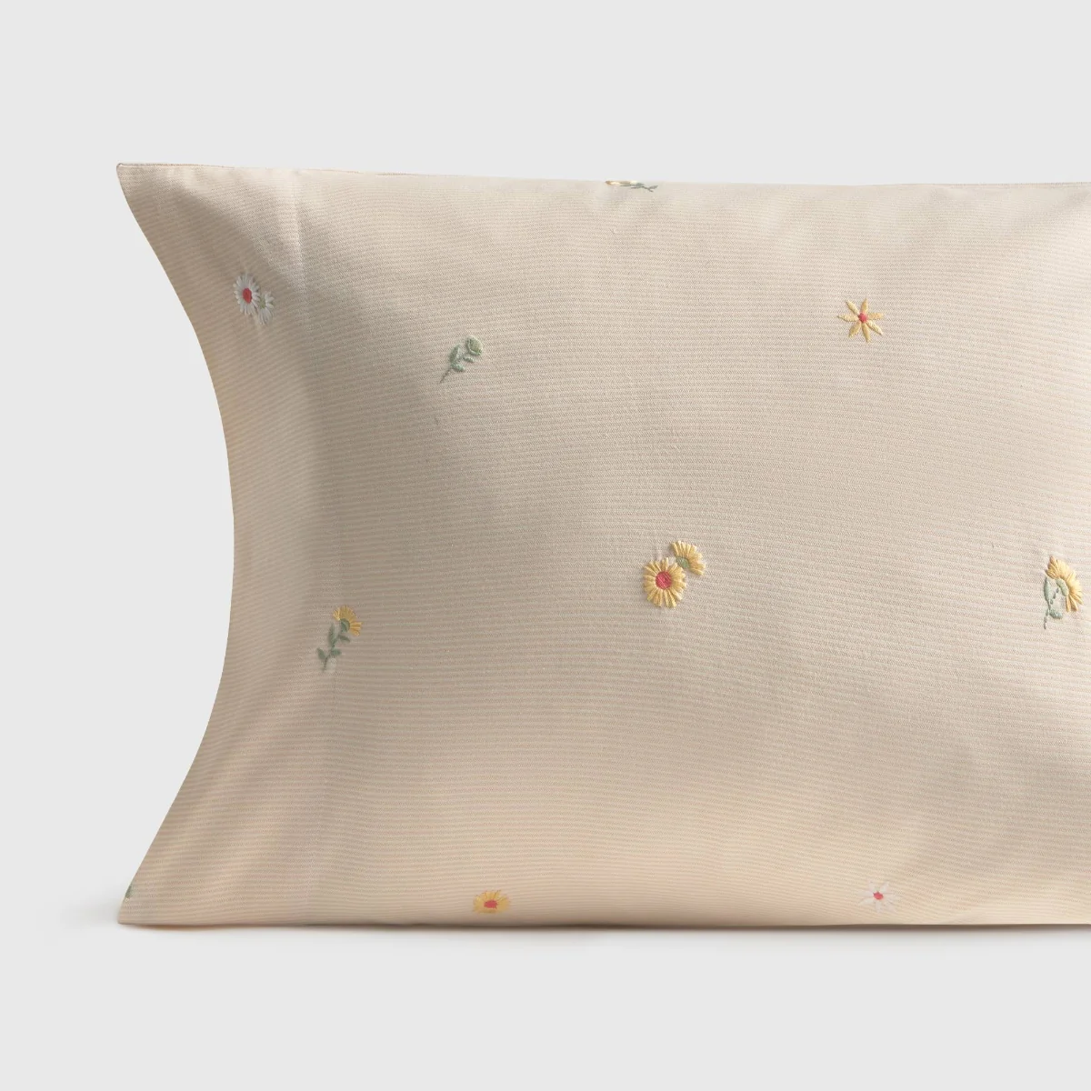 Funda de almohada algodón 180 hilos flores bordadas Laflora