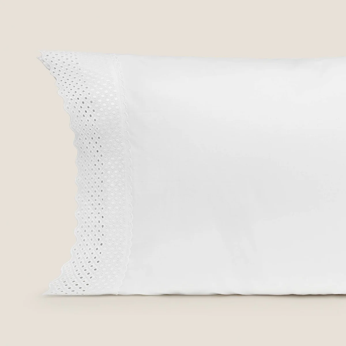 Funda de almohada algodón percal 200 hilos bordado calado Texbrod