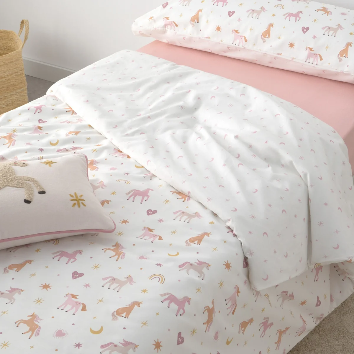 Set funda nórdica algodón percal 180 hilos unicornios Unela - Image 2