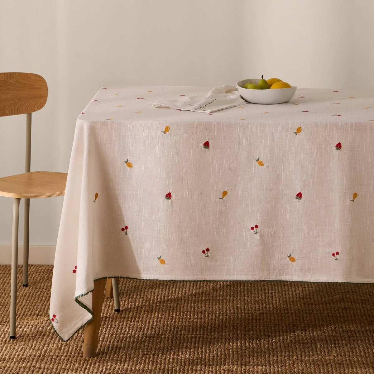 Mantel algodón efecto lino bordado frutas Granfru - Image 6