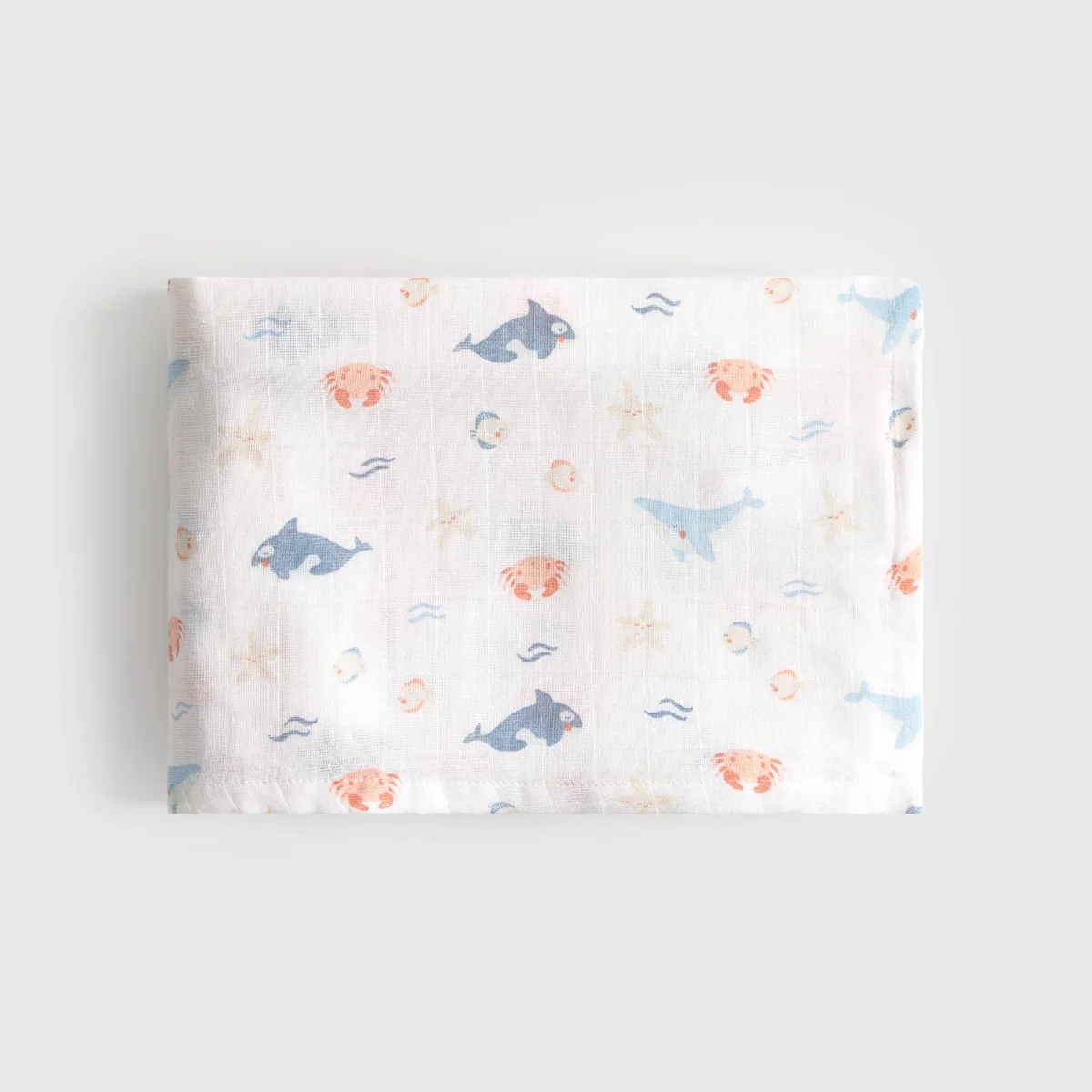Muselina de algodón con estampado marino Sealumu