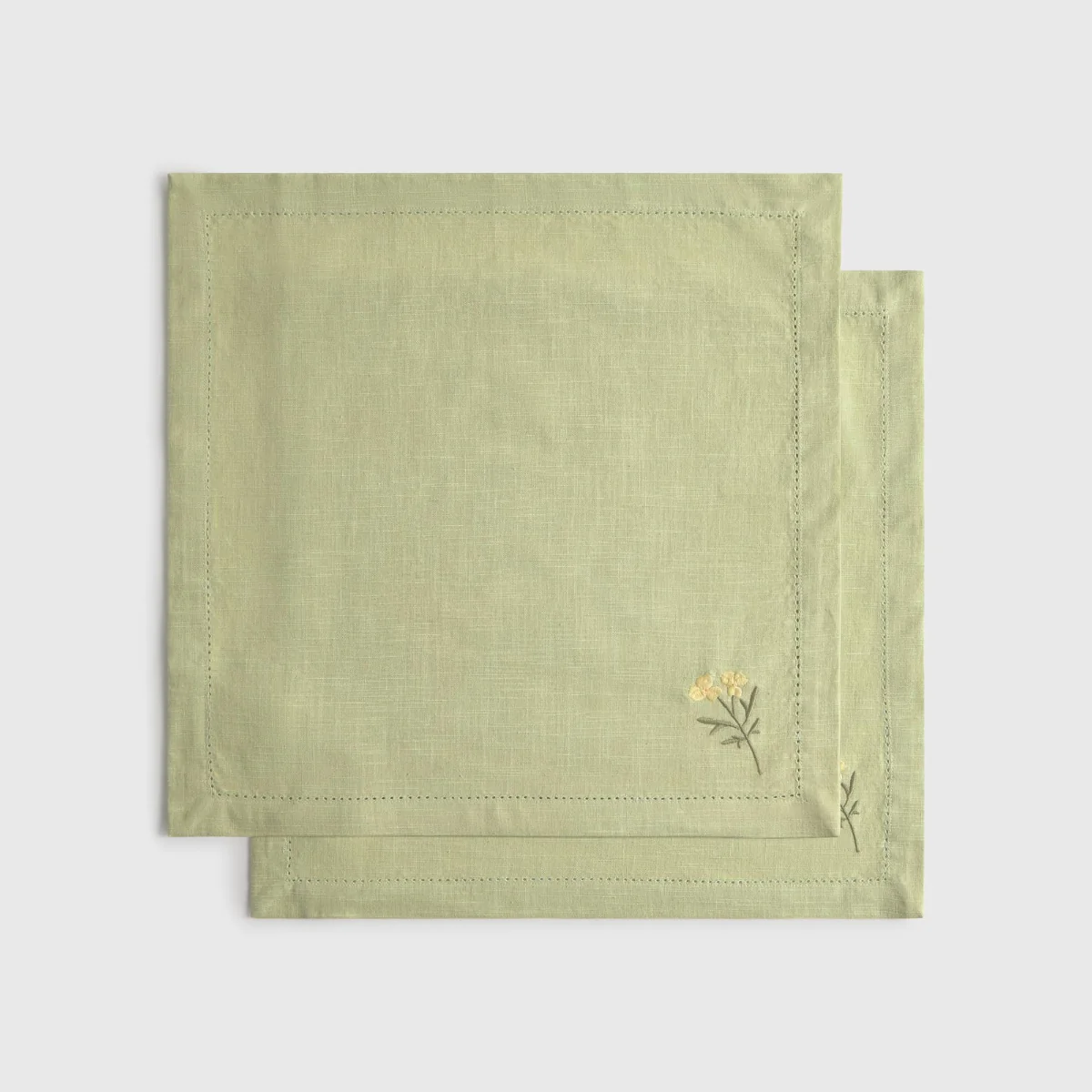 Set de 2 servilletas algodón bordado flor Florgu