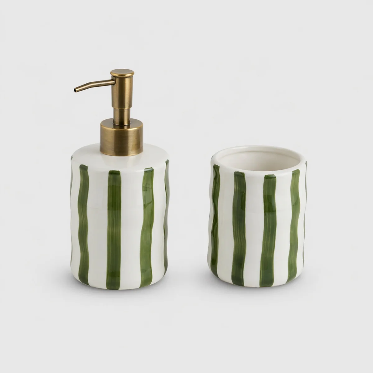 Dispensador jabón baño cerámica rayas Olivadi - Image 3