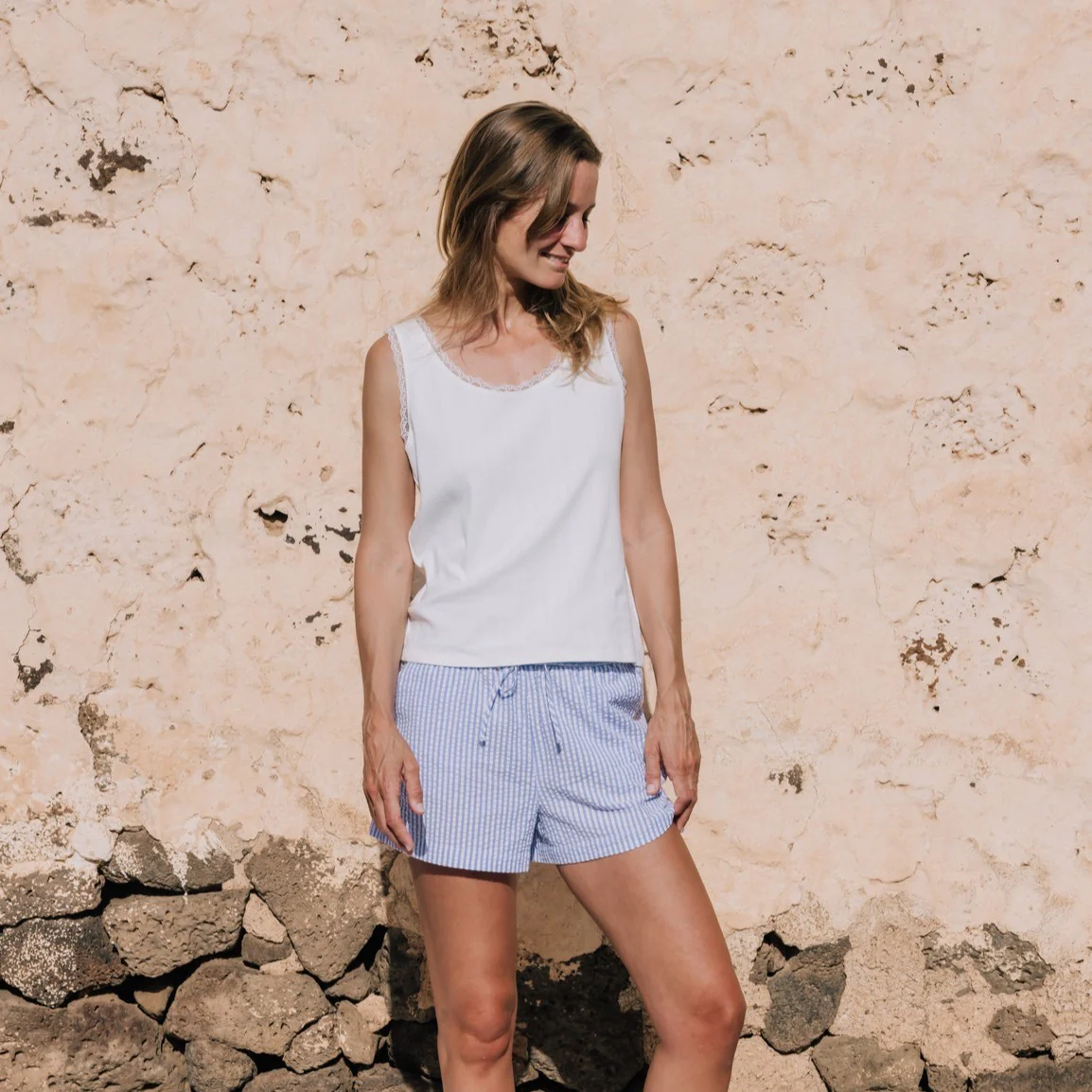 Short de algodón seersucker mil rayas Lilia - Image 2