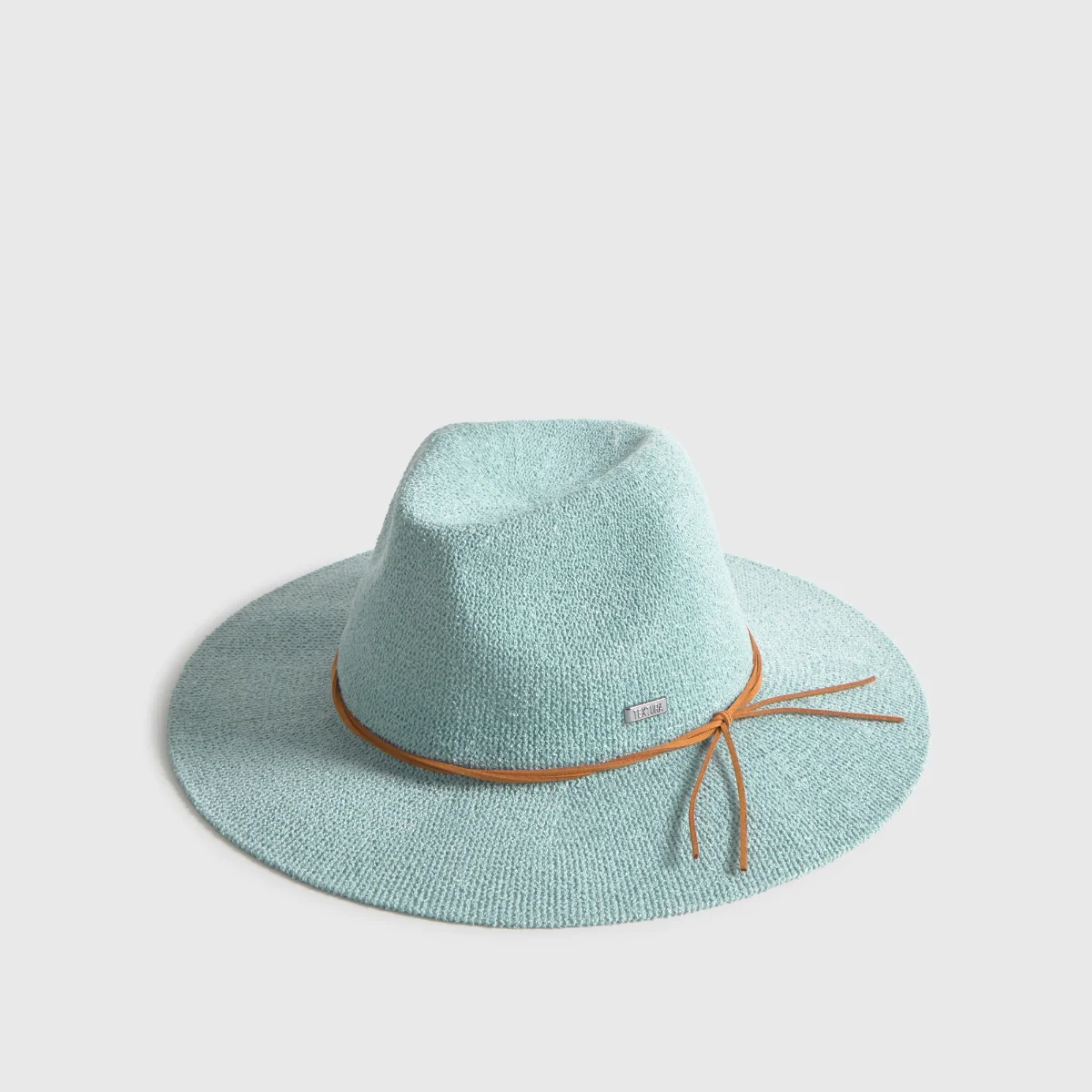 Sombrero ala ancha tira efecto cuero Coral