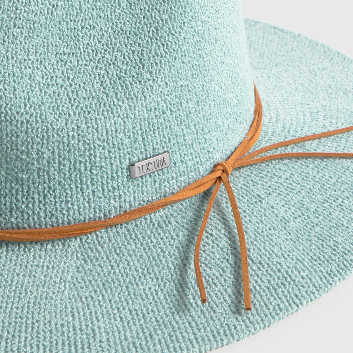 Sombrero ala ancha tira efecto cuero Coral - Image 3