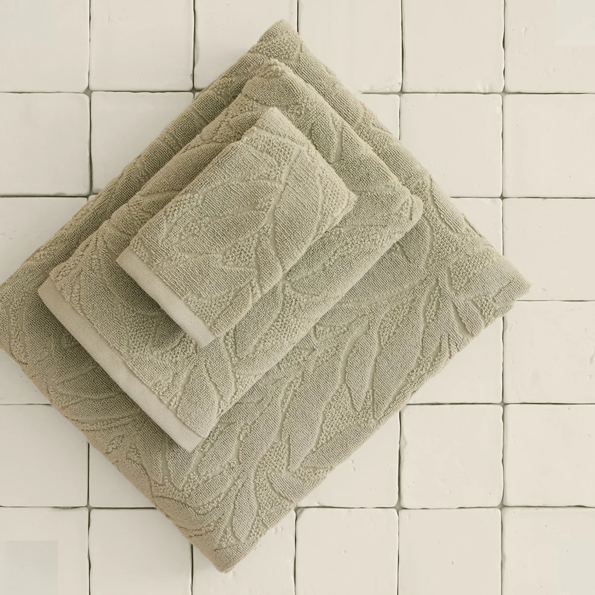 Toalla de baño algodón jacquard hojas Folior - Image 5