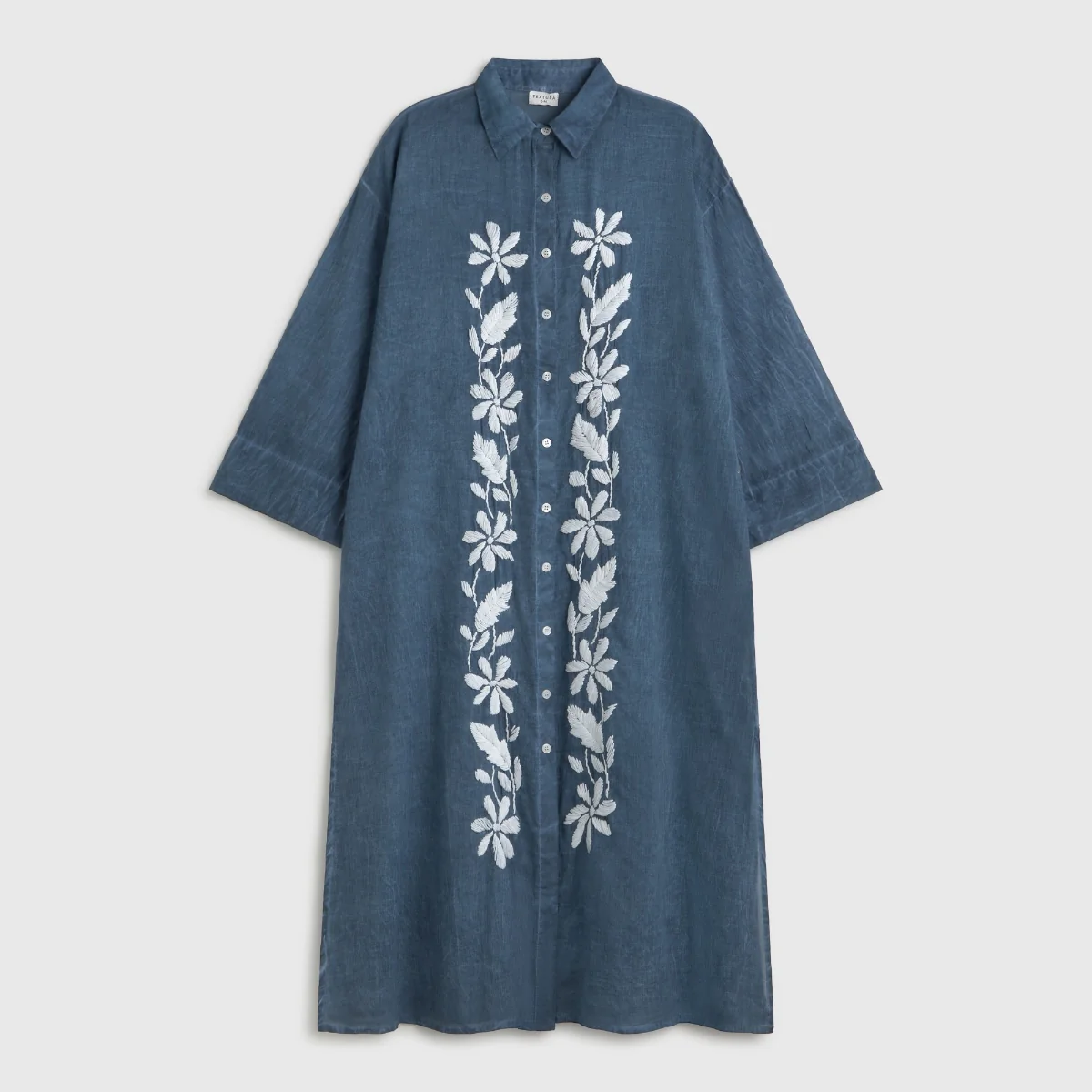 Caftán largo algodón bordado floral Camis - Image 4