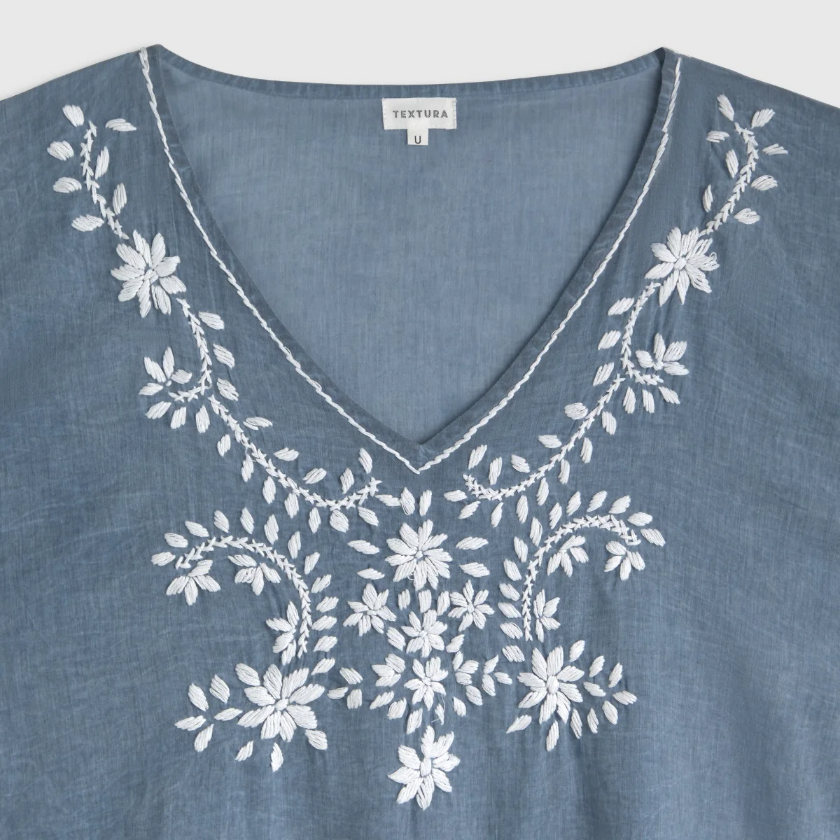 Caftán algodón lavado bordado floral Sonis - Image 6